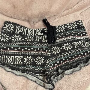 PINK Victoria's Secret Festive Black and White Pajama Shorts